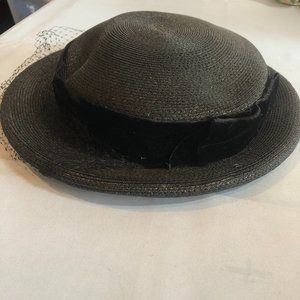 VINTAGE MCM Women's Valerie Modes Black Hat with Netting